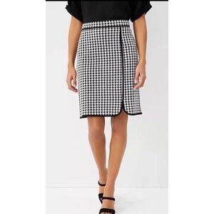Ann Taylor Black & White Gingham Check Shirttail Skirt Lined Sz 4 EUC
